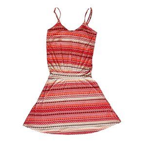 Veronica M Spaghetti Strap Drop Waist Swing Dress Medium Sunset Colors